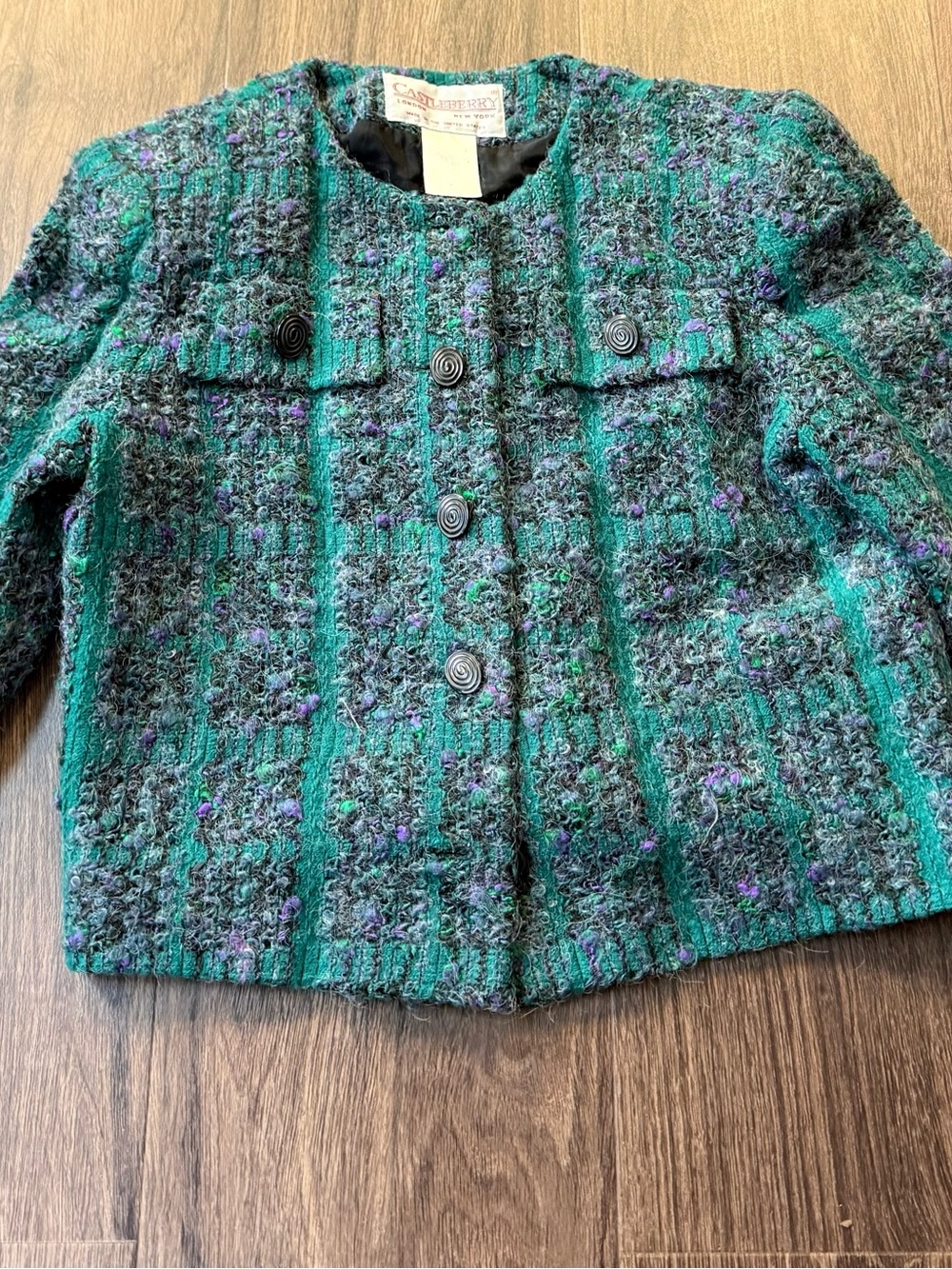 Castleberry Green & Purple Wool Blazer Size 8